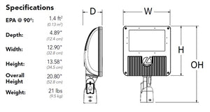 Lithonia DSXF3 LED 6 P1 50K 70CRI WFL MVOLT IS DDBXD 129W D-Series Size 3 LED Floodlight, P1 Performance Package, 5000K, 70 CRI, Wide Flood Distribution, 120-277V, Integral Slipfitter, Dark Bronze