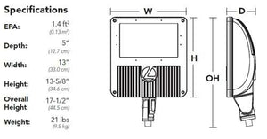 Lithonia DSXF3 LED 6 P1 40K MFL 120 IS DNAXD 129W D-Series Size 3 LED Floodlight, P1 Performance Package, Medium Flood Distribution, 120V, Integral Slipfitter, Natural Aluminum Finish