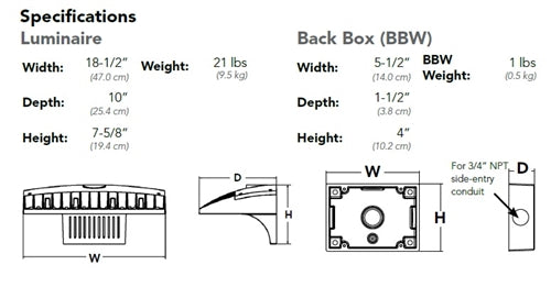 Lithonia DSXW2 LED P5 40K 70CRI T4M MVOLT SRM DBLBXD 57W D-Series Size 2 LED Wall Light, 8200 Lumens, 4000K, 70 CRI, Type 4 Medium Distribution, 120-277V, Surface Mounting Bracket, Textured Black