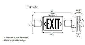 Lithonia ECG LED HO M6 LED Emergency Light Exit Sign Combo White Thermoplastic 2-Lamp Single Face Green Letters Battery Backup