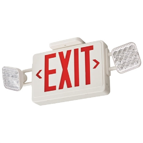 Lithonia ECRG HO SQ M6 Exit and Emergency Light Combo Unit, Red and Green Letter with Remote Capacity, Square Lamp Heads