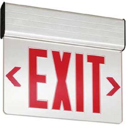 Lithonia EDG 2 RMR EL SD Surface Mount LED Edge-Lit Exit, Brushed Aluminum Housing, Double Face, Red on Mirror Letter, Nickel-Cadmiun Battery, Self-Diagnostics