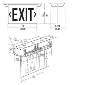 Lithonia EDGR 2 GMR EL SD Recessed LED Edge-Lit Exit, Brushed Aluminum Housing, Double Face, Green on Mirror Letter, Nickel-Cadmiun Battery, Self-Diagnostics