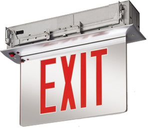 Lithonia EDGR W 1 GMR EL Recessed LED Edge-Lit Exit, White Housing, Single Face, Green on Mirror Letter, Nickel-Cadmiun Battery