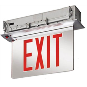Lithonia EDGR W 1 G EL WM Recessed LED Edge-Lit Exit, White Housing, Single Face, Green on Clear Letter, Nickel-Cadmiun Battery