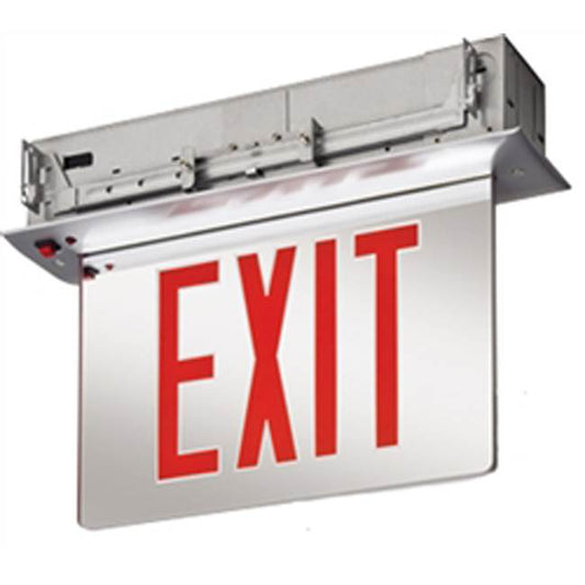 Lithonia EDGR W 1 G EL WM Recessed LED Edge-Lit Exit, White Housing, Single Face, Green on Clear Letter, Nickel-Cadmiun Battery