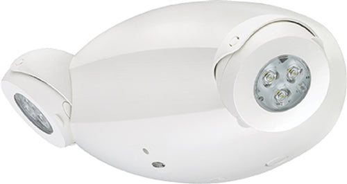 Lithonia ELM6L UVOLT LTP SDRT WPVS 10.6W LED Emergency Light 1100 Lumens, White Thermoplastic, 2 Adjustable Lamp Heads, 120-347 VAC, Self Diagnostics, Remote Test, Wet Protective Vandal Shield