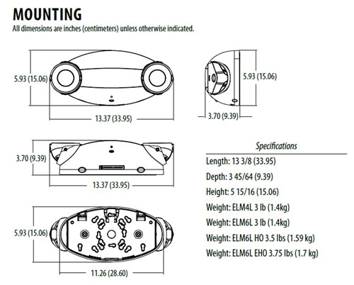 Lithonia ELM6L UVOLT LTP SDRT WPVS 10.6W LED Emergency Light 1100 Lumens, White Thermoplastic, 2 Adjustable Lamp Heads, 120-347 VAC, Self Diagnostics, Remote Test, Wet Protective Vandal Shield