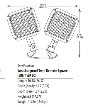 Lithonia ERE W T SQ WP LED Emergency Remote Lamp, Ivory White Housing, Twin Lamphead, Square Lamp Head, Weather Proof