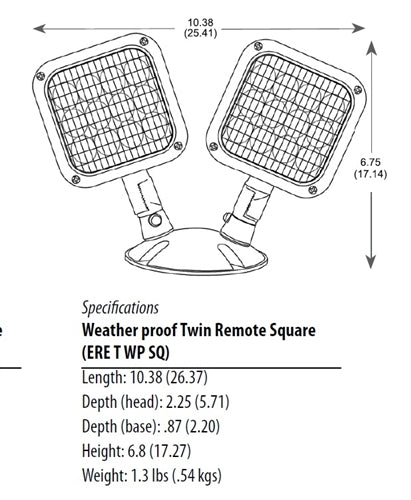 Lithonia ERE GY T SD WP SQ LED Emergency Remote Lamp, Gray Housing Color, Twin Lampheads, Self-Diagnostics, Weather Proof, Square Lamp Head