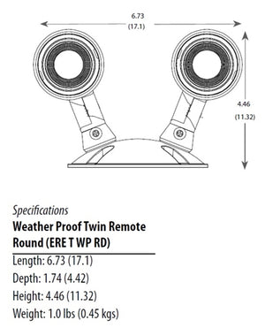 Lithonia ERE GY T WP RD LED Emergency Remote Lamp, Gray Housing Color, Twin Lampheads, Weather Proof, Round Lamp Head