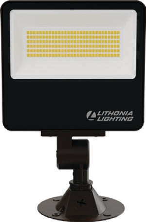 Lithonia ESXF2 ALO SWW2 KY DDB LED Floodlight, Adjustable 3500 Lumens, 5500 Lumens, 7500 Lumens Output, Switchable 3000K, 4000K, 5000K Color Temperature, Dusk-to-Dawn Operation PE, 120-277V, 80 CRI, Knuckle and Yoke Mounting Plate