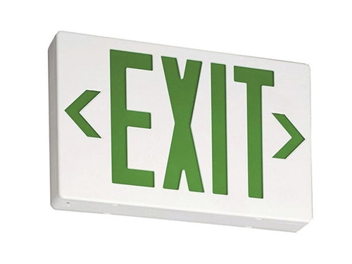 Lithonia EXG LED EL M6 LED Exit Sign White Thermoplastic Green Letters Battery Backup