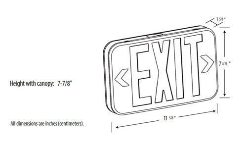 Lithonia EXG LED EL M6 LED Exit Sign White Thermoplastic Green Letters Battery Backup