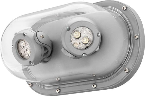 Lithonia EXTLRE SP1100L T 5.3W  Indura  NEMA 4X Remote Extreme Emergency Light, 550 Lumens, Spot Distribution, 7VDC-30VDC Input, Gray Housing, Universal DC Voltage, Twin Lamps