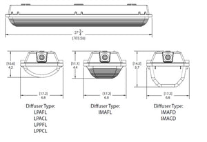 Lithonia FEM L24 4000LM IMACD MD MVOLT GZ10 30K 80CRI E10WMCP 24" LED Low-Profile Enclosed and Gasketed Industrial Light, 4000 Lumens, Acrylic Clear Deep Lens, Medium Distribution, 120-277V, 0-10V Dimming, 3000K, 80 CRI, EM Self-Diagnostics Battery Pack