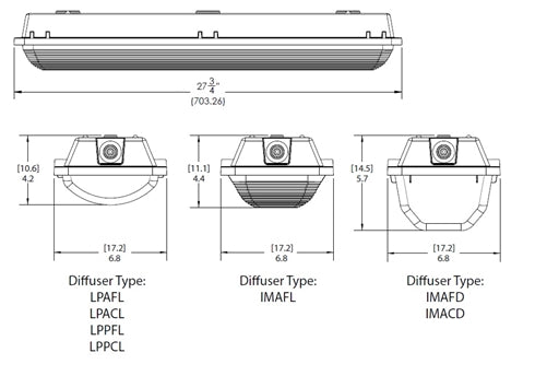 Lithonia FEM L24 4000LM IMACD MD MVOLT GZ10 40K 80CRI E10WMCP 24" LED Low-Profile Enclosed and Gasketed Industrial Light, 4000 Lumens, Acrylic Clear Deep Lens, Medium Distribution, 120-277V, 0-10V Dimming, 4000K, 80 CRI, EM Self-Diagnostics Battery Pack