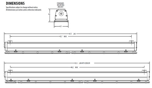 Lithonia FEX L48 4000LM FPFL MD MVOLT GZ10 40K 80CRI DNAXD CR  48" Heavy Industrial, Enclosed and Gasketed Industrial LED Strip, 4000 Lumens, Flat Poly Frost, Medium Dist, 120-277V, 0-10V Dim, 4000K, 80 CRI, Natural Aluminum