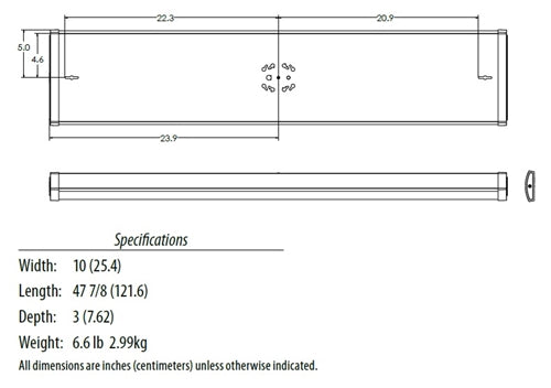 Lithonia FML4W 48 5000LM 835 ZT MVOLT  4' Low Profile Wide Housing LED Wrap, 5000 Lumens, 80 CRI, 3500K Color Temperature, 0-10V Dimming, 120-277V