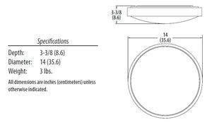 Lithonia FMLACL 14 20840 BA M4 21 Watts 1373 Lumens LED Indoor Ceiling 14 inches Round Flush Mount Brushed Aluminum 4000K