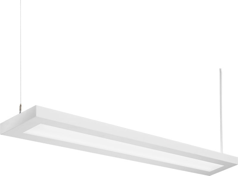 Lithonia GRD LLP 4FT MSL4 80CRI 30K ID1500LMF 80/20 MIN1 ZT 277 SCT F1/24A C210 4" Run LED Grad Linear Suspended Fixture, 4', 80 CRI, 3000K, 1500 LPF, Dim to 1%, 0-10V, 277V, Single Circuit, Univ Mounting Bracket, 24" Adjustable Suspension, White Finish