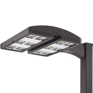 Lithonia HLA LED P2 40K T5M MVOLT RPA DNATXD High Lumen Area LED Light P2 Performance Package, 4000K Color, Type V Medium Distribution, 120-277V, Round Pole Mounting, Textured Natural Aluminum