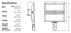 Lithonia HLF2 LED P6 30K WFL MVOLT IS DBLXD High Lumen LED Floodlight, P6 Performance Package, 3000K, Wide Flood Distribution, 120-277V, Integral Slipfitter, Black