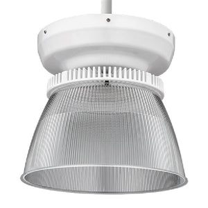 Lithonia JCBL 24000LM ACFR MVOLT GZ10 35K 70CRI SC6 DNAXD Round LED High Bay, 24000 Lumens, Frosted Acrylic Reflector, 120-277V, 0-10V Dimming, 3500K, 70 CRI, Steel Hook & 6' Cord, Natural Aluminum Finish