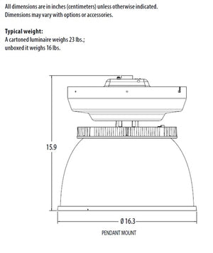 Lithonia JCBL 30000LM DALR ALFGL MVOLT GZ10 35K 80CRI PM Highbay LED 30,000 Lumens, Diffuse Aluminum Reflector, Flat Prismatic, 120-277V, 0-10V Dimming, 43500K, 80 CRI, Pendant Mount