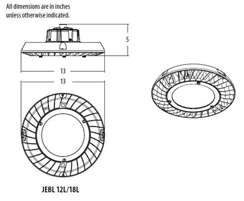 Lithonia JEBL 12L 50K 80CRI WH 92W LED High Bay, 12000 Lumens, 5000K Color Temperature, 80 CRI, White