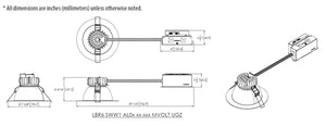 Lithonia LBR6 ALO2 SWW1 AR LSS MWD MVOLT UGZ 6" Round LED Retrofit Downlight, 1000/1500/2000 Lumen, 3000K-3500K-4000K-5000K, Clear Reflector, Self-Flanged Semi-Specular Reflector, Medium Wide Distribution, 120-277V, Dim to 10% 0-10V
