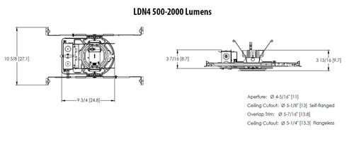 Lithonia LDN4 30/15 MVOLT GZ10 HSG 4" Round Downlight, 3000K, 1500 Lumens, 120-277V, 0-10V Driver Dims to 10%, Housing Only