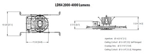 Lithonia LDN4 30/30 MVOLT GZ10 NLTAIR2 HSG 4" Round Downlight, 3000K, 3000 Lumens, 120-277V, 0-10V Driver Dims to 10%, nLight Air enabled, Housing Only