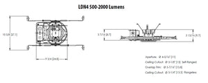 Lithonia LDN4 40/20 MVOLT GZ10 E10WCP HSG 4" Round LED Downlight, 4000K, 2000 Lumens, 0-10V Driver Dimming to 10%, 10W Emergency Battery Pack, Housing Only