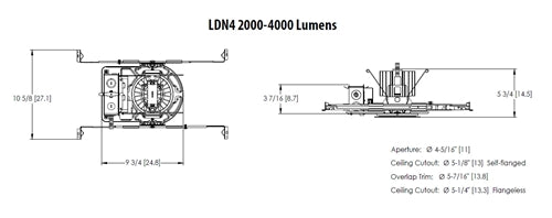 Lithonia LDN4 35/25 MVOLT GZ10 HSG 4" LED Downlight, 12 Watts 3500K, 2500 Lumens, 0-10V Driver, Dims to 10%, Includes LED and Housing Wet Location