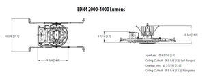 Lithonia LDN4 35/25 MVOLT GZ10 HSG 4" LED Downlight, 12 Watts 3500K, 2500 Lumens, 0-10V Driver, Dims to 10%, Includes LED and Housing Wet Location