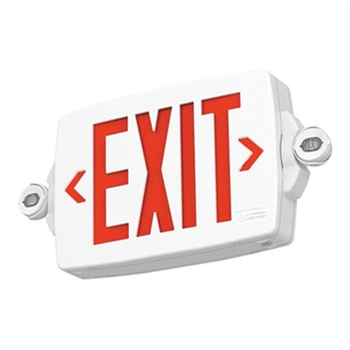 Lithonia LHQM S W RG MVOLT HO Emergency Light Exit Sign Combo, Stenfil Face, White Housing, Red/Green Switchable Letter, 120-277V, High-Output Ni-Cad