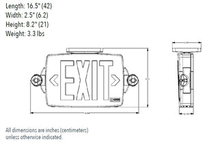 Lithonia LHQM S B RG MVOLT SD Emergency Light Exit Sign Combo, Stencil Face, Black Housing, Red/Green Switchable Letter, 120-277V, Self Diagnostic