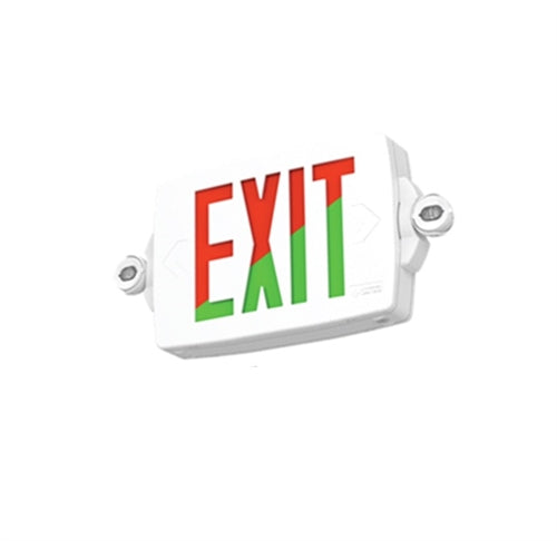 Lithonia LHQM S W RG MVOLT HO SD Emergency LED Light Exit Sign Combo, Stencil Face, White Housing, Red/Green Switchable Letter, 120-277V, High-Output, Self Diagnostic