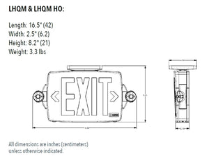 Lithonia LHQM S W RG MVOLT HO SD Emergency LED Light Exit Sign Combo, Stencil Face, White Housing, Red/Green Switchable Letter, 120-277V, High-Output, Self Diagnostic