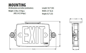 Lithonia LHQM S B RG MVOLT BAA M6 Emergency Light Exit Sign Combo, Stencil Face, Black Housing, Red/Green Switchable Letter, 120-277V, Buy American Act Compliant