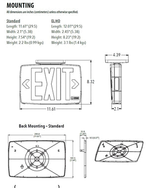 Lithonia LQM S W RG MVOLT EL HO M6 Quantum LED Exit Sign, Stencil Face, White housing, Red/Green Switchable Letter, 120-277V, Nicked Cadmium Battery, High-Output
