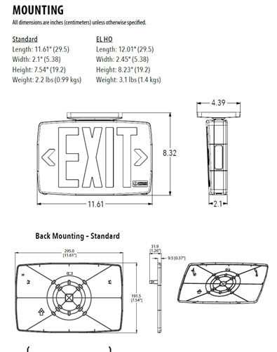 Lithonia LQM S B RG MVOLT M6 Quantum LED Exit Sign, Stencil Face, Black Housing, Red/Green Switchable Letter, 120-277V