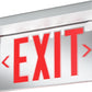Lithonia LRP 1 RW LA 120/277 PNL Edge Lit LED Exit Sign, Brushed Aluminum Housing, Red Letters on White Background, Left Directional Indicator, 120-277V, Panel only