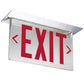 Lithonia LRP 1 RC LA 120/277 LED Edge Lit Exit Sign, Brushed Aluminum Housing, Red Letters on Clear Background, Left Directional Indicator, 120-277V