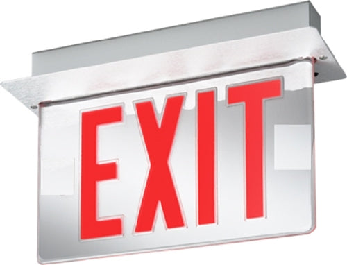 Lithonia LRP W 2 RW 120/277 EL N Edge Lit LED Exit Sign, White Housing, Double Face, Red Letters on White  Background, 120-277V, Nickel Cadmium Battery