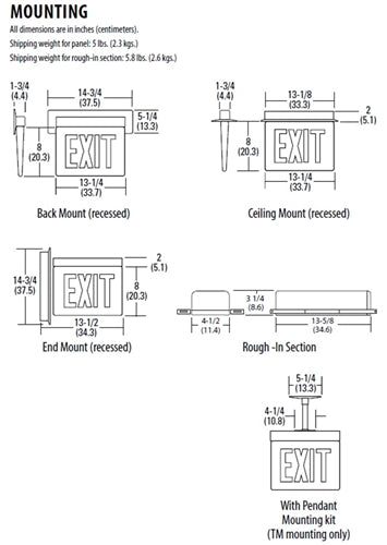 Lithonia LRP W 2 GW 120/277 EL N Edge Lit LED Exit Sign, White Housing, Double Face, Green Letters on White  Background, 120-277V, Nickel Cadmium Battery