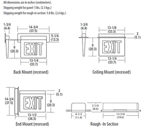 Lithonia LRP 2 GMR LRA 120/277 EL N Edge Lit LED Exit Sign, Brushed Aluminum, Double Face, Green on Mirror, Left and Right Directional Indicators, 120-277V, Nickel Cadmium Battery Emergency Operation