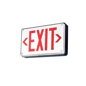 Lithonia LV S W 1 R 120/277 EL N All-Condition LED Exit Light, Stencil Face, White Faceplate on White Housing, Single Face, Red Letter, 120/277V, Nickel-Cadmium Battery, Back Mount