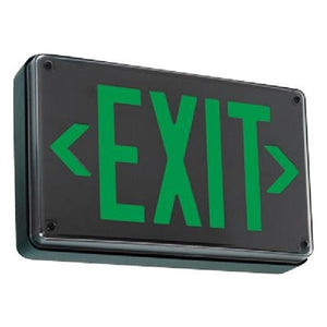 Lithonia LV S 2 G 120/277 EL N UM All-Condition LED Exit Light, Stencil Face, Black Faceplate on Black Housing, Single Face, Green Letter, 120/277V, Nickel-Cadmium Battery, Universal Mount